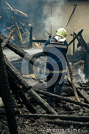 Fire extinguishing in Bulgaria Editorial Stock Photo