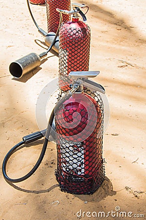 Fire extinguishing tank Stock Photo