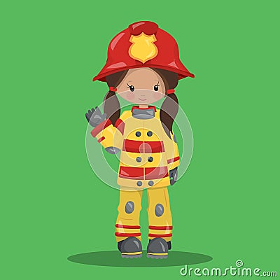 Fire fighter girl light 07 Vector Illustration