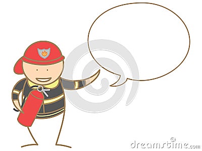 Fire fighter talking in bubble Vector Illustration