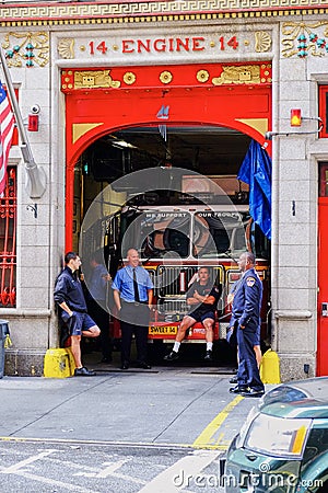 Fire fighters taking a break Editorial Stock Photo