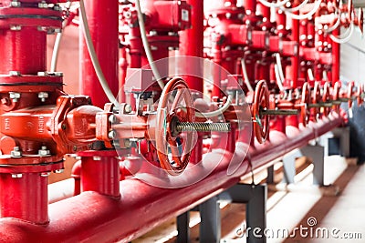 Fire fighting water supply pipeline system Stock Photo