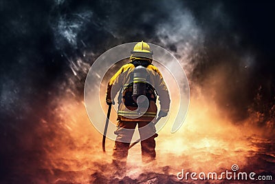 fire firefighter safety fireman emergency fighter equipment smoke rescue uniform. Generative AI. Stock Photo