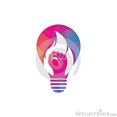 Fire Fist bulb shape concept Logo Vector. Vector Illustration