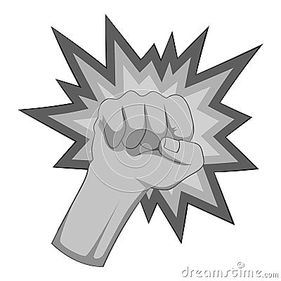 Fire fist icon monochrome Vector Illustration