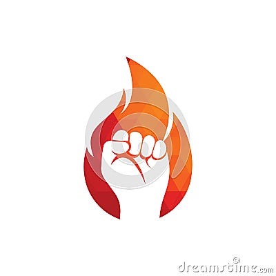 Fire Fist Logo Vector. Revolution Protest Vector Illustration