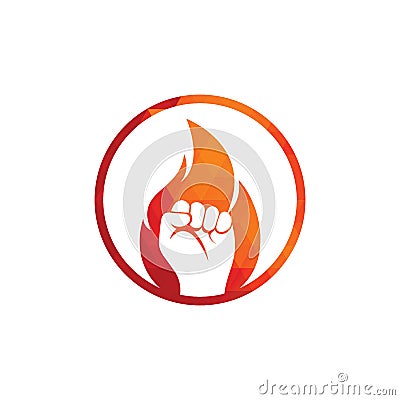 Fire Fist Logo Vector. Revolution Protest Vector Illustration