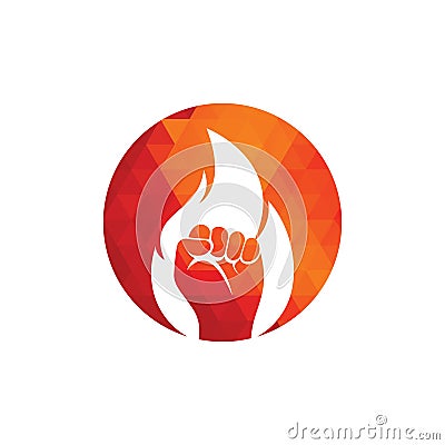Fire Fist Logo Vector. Revolution Protest Vector Illustration