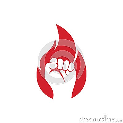 Fire Fist Logo Vector. Vector Illustration