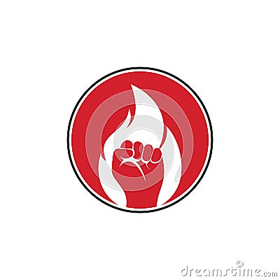 Fire Fist Logo Vector. Vector Illustration