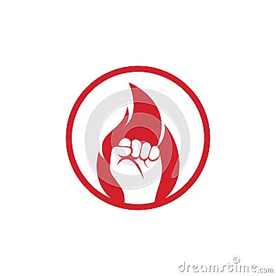 Fire Fist Logo Vector. Vector Illustration