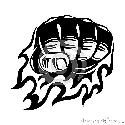 Fire fist sport icon. Vector Illustration