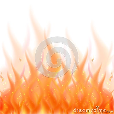 Fire flame background. Vector illustration of burning fire isolated Vector Illustration