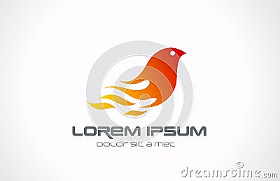 Logo Fire Flame Bird abstract icon. Phoenix concep Vector Illustration