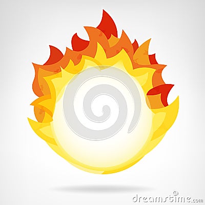 Fire flame circle backdrop isolated vector Cartoon Illustration