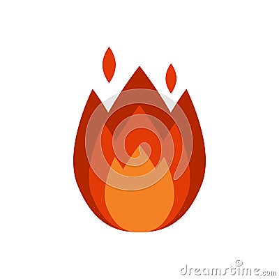 Fire flame hot burn vector icon warm danger and cooking yellow bonfire light blazing campfire. Vector Illustration