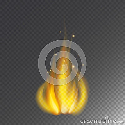 Fire flame hot burn vector icon warm danger and cooking yellow bonfire light blazing campfire. Vector Illustration