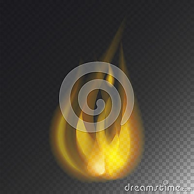 Fire flame hot burn vector icon warm danger and cooking yellow bonfire light blazing campfire. Vector Illustration