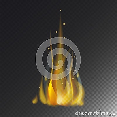 Fire flame hot burn vector icon warm danger and cooking yellow bonfire light blazing campfire. Vector Illustration