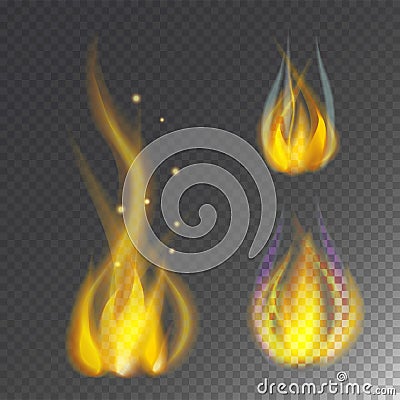 Fire flame hot burn vector icon warm danger and cooking yellow bonfire light blazing campfire. Vector Illustration