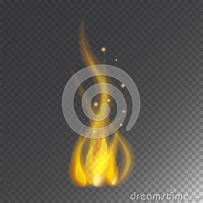 Fire flame hot burn vector icon warm danger and cooking yellow bonfire light blazing campfire. Vector Illustration