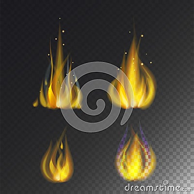 Fire flame hot burn vector icon warm danger and cooking yellow bonfire light blazing campfire. Vector Illustration