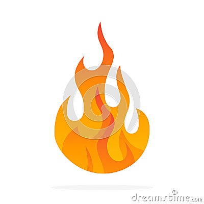 Fire flame icon. Black icon isolated on white background. Fire flame silhouette. Simple icon. Vector Illustration