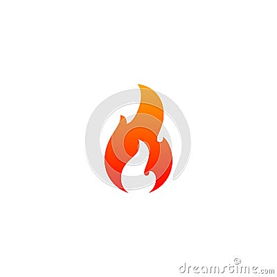 Fire flame icon vector template. Hot red orange fire flame for caution hot or spicy food. Vector logo symbol for oil, gas and ener Vector Illustration