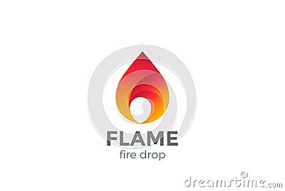 Fire Flame Logo design vector droplet. Red drop Vector Illustration