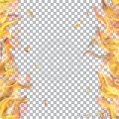 Fire flame on two sides with vertical repeat Stock Photo