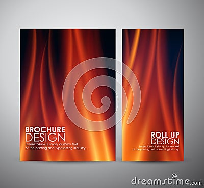 Fire flames background. Brochure business design template or roll up. Vector Illustration