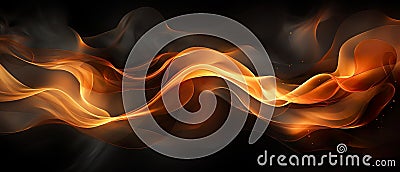 Fire flames over black background. Banner. Copy space. Stock Photo