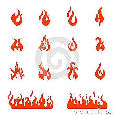 Fire flames, set icons, vector illustration Vector Illustration