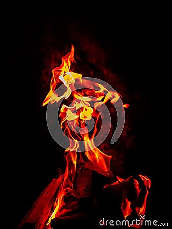 Fire flames against black background. Abstract nature wallpaper Stock Photo