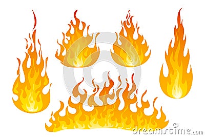 Fire flames vector set Vector Illustration