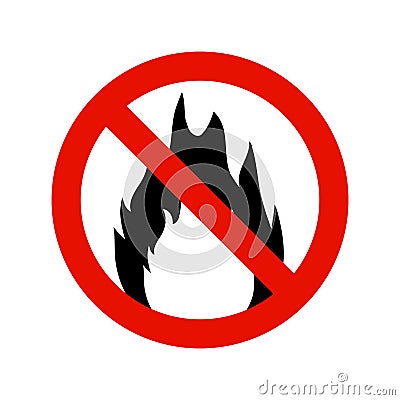 Fire flammable symbol, hazzard flame sign. Safety stop burn warning icon Vector Illustration