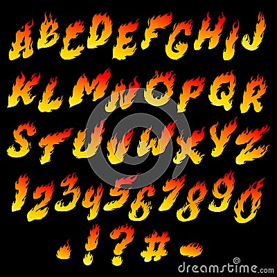 Fire font Vector Illustration