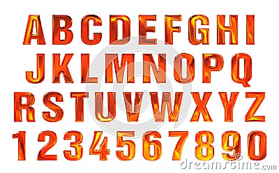 Fire font set. flame Alphabet Stock Photo