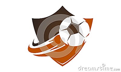 Fire Football on Shield Vector Illustration