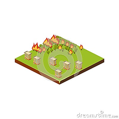 Fire in Forest. Natural Disaster Icon. Vector Illustration Vector Illustration