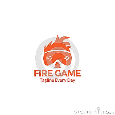 On fire gamer head logo design Vector Illustration