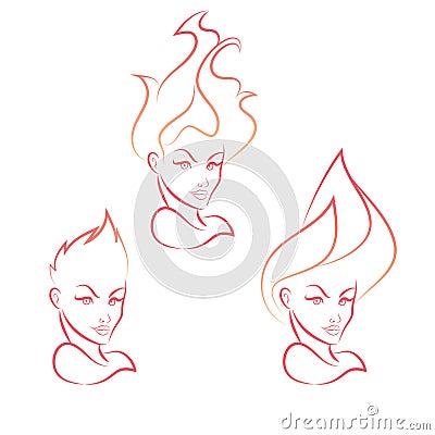 Fire Girl Vector Illustration