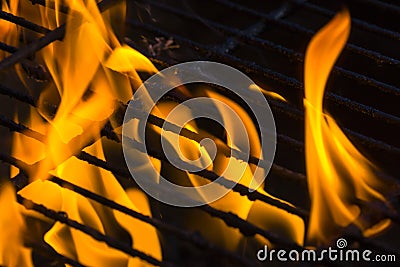 Fire on grill Stock Photo