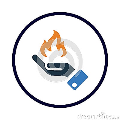 Fire, hand, burn, fire on hand icon Vector Illustration