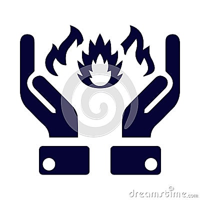 Fire, hand, burn, fire on hand icon Vector Illustration