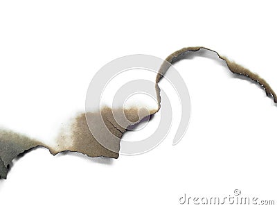 Fire holes in white paper on white background. Stock Photo