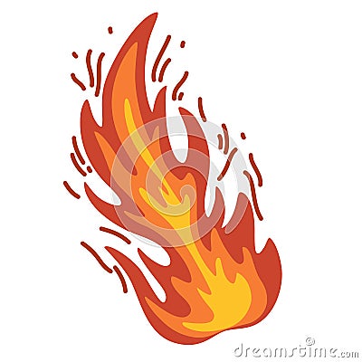 Fire. Hot flame symbol. Burning, blazing fire icon. Heat danger and caution sign. Abstract simple campfire pictogram. Flammable Vector Illustration