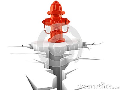 Fire hydrant with cracked hole Cartoon Illustration