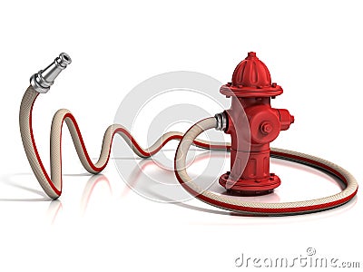 Fire hydrant with fire hose Cartoon Illustration