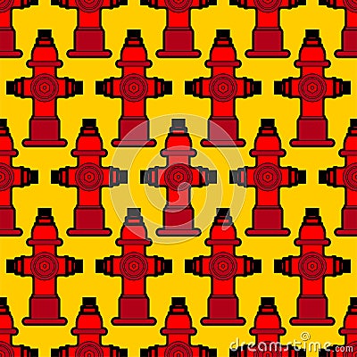 Fire hydrant pattern seamless. Red fireplug background Vector il Vector Illustration